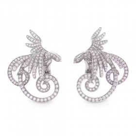 2020 Van Cleef Arpels 18k Platinum Diamond Phoenix Earrings 