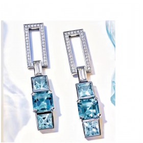  Tiffany 18K Platinum Sapphire Diamond Earrings 