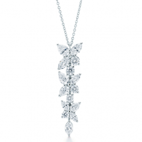 2020 Tiffany Victoria Mixed Cluster Drop Pendant 18k Platinum Diamond Necklaces 35250301