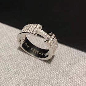 2020 Hermes  18K  Platinum  Diamond Ring 